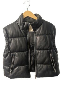 Alter’d State Black Faux Leather Puffer Vest Small